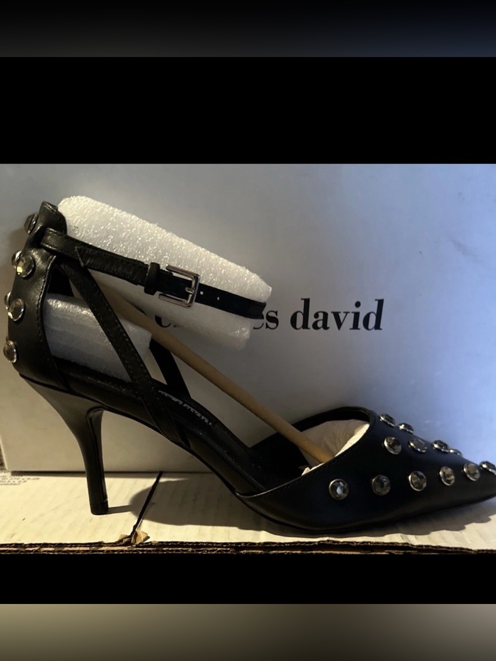 Charles David Womens Anne Pointed Top Strappy Heels Black Size 5 M